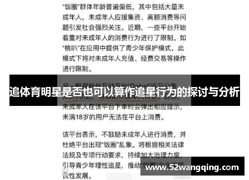 追体育明星是否也可以算作追星行为的探讨与分析